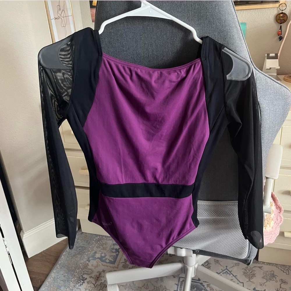 Purple and Black Long Sleeve Leotard